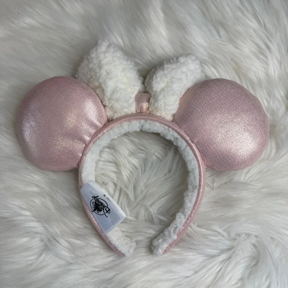 NWOT - Disney World - Shimmer Pink Fluffy Sherpa Mickey Minnie Ear Headband